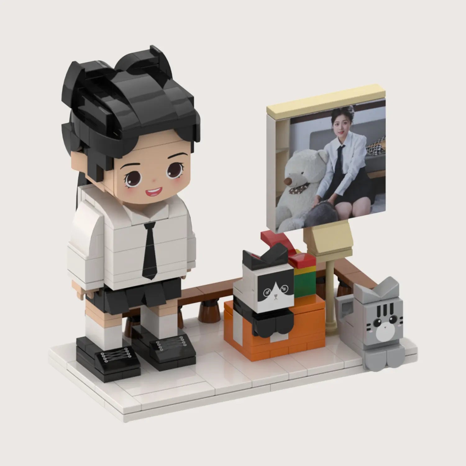 Custom Single-Person Brick Figure from Your Photo - Cat Style