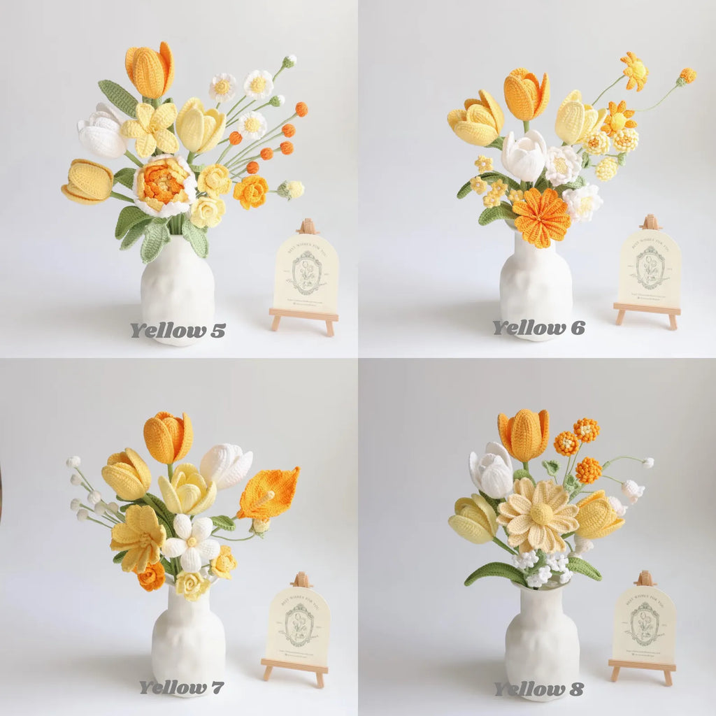 Yellow Series Crochet Flower Bundle Set (No Vase)
