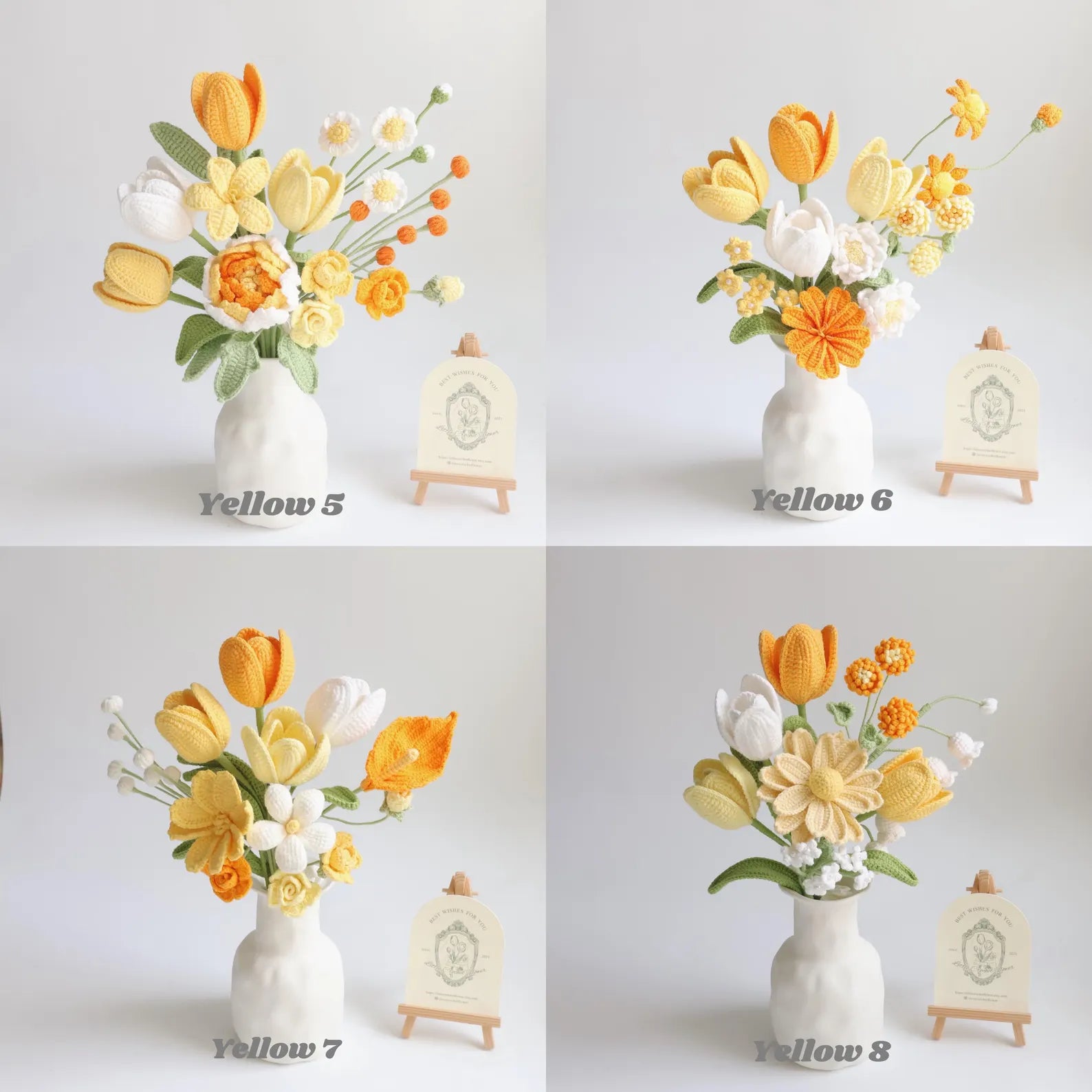 Yellow Series Crochet Flower Bundle Set (No Vase)