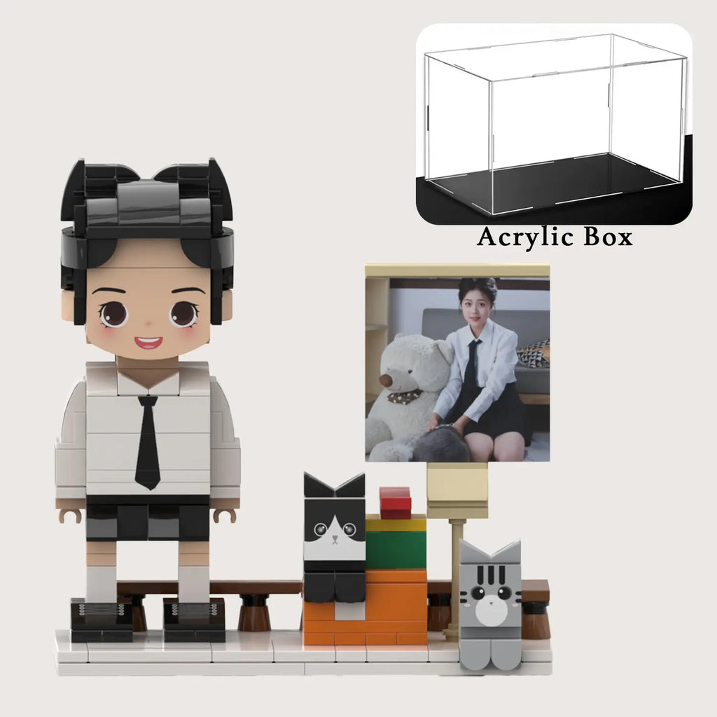 Custom Single-Person Brick Figure from Your Photo - Cat Style