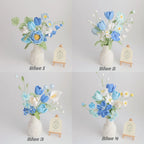Blue Series Crochet Flower Bundle Set (No Vase)