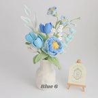 Blue Series Crochet Flower Bundle Set (No Vase)