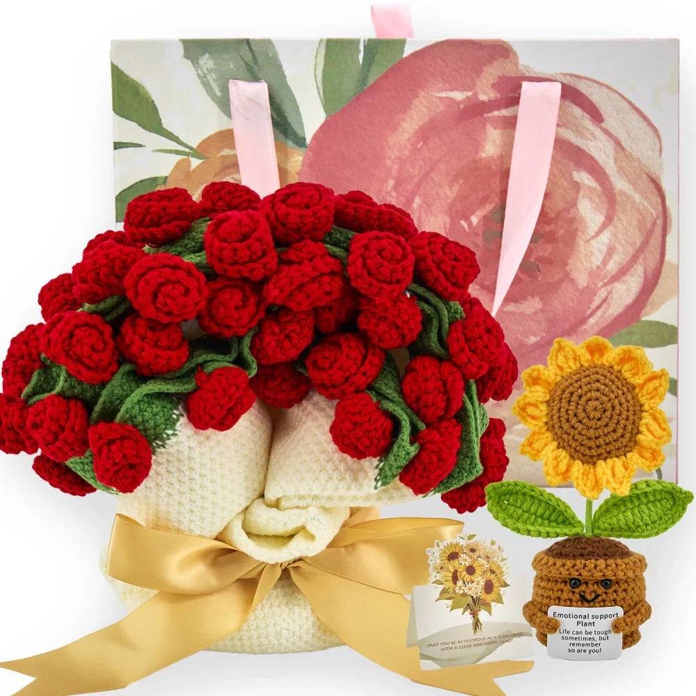 Cashmere Flower Blanket Gift Box Set - Red Rose