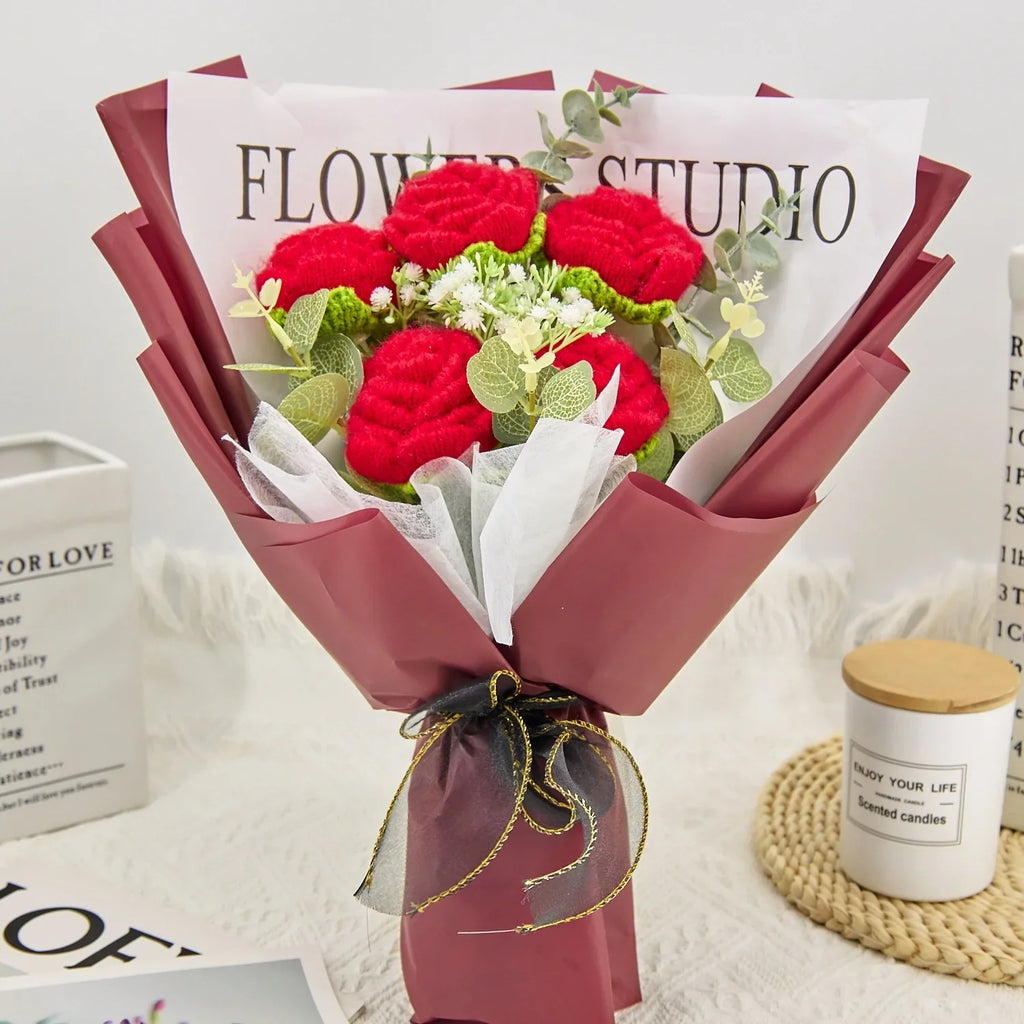 Crochet Pure Red Rose Bouquet