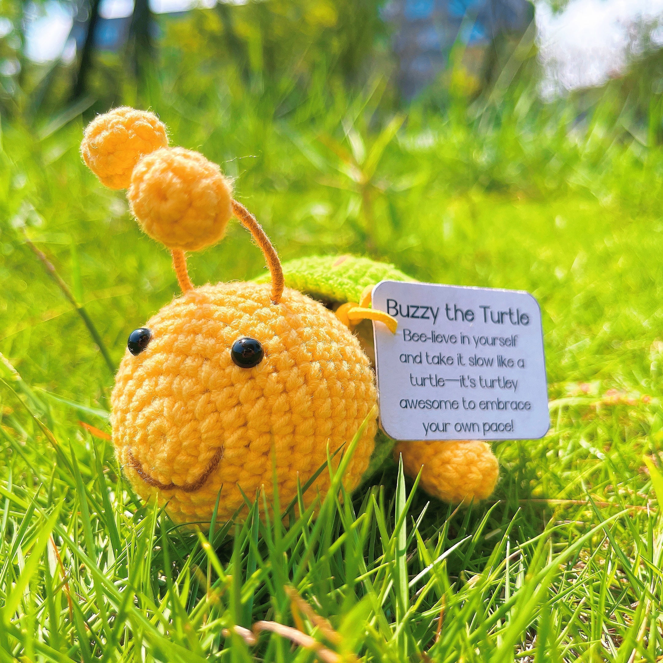 Buzzy the Turtle - Handmade Turtle Shell Buzzy Bee Decor - Motivational Gift for Best Friend, Inspirational Home Decor, Unique Nature Themed Present - The Bloom Crafter