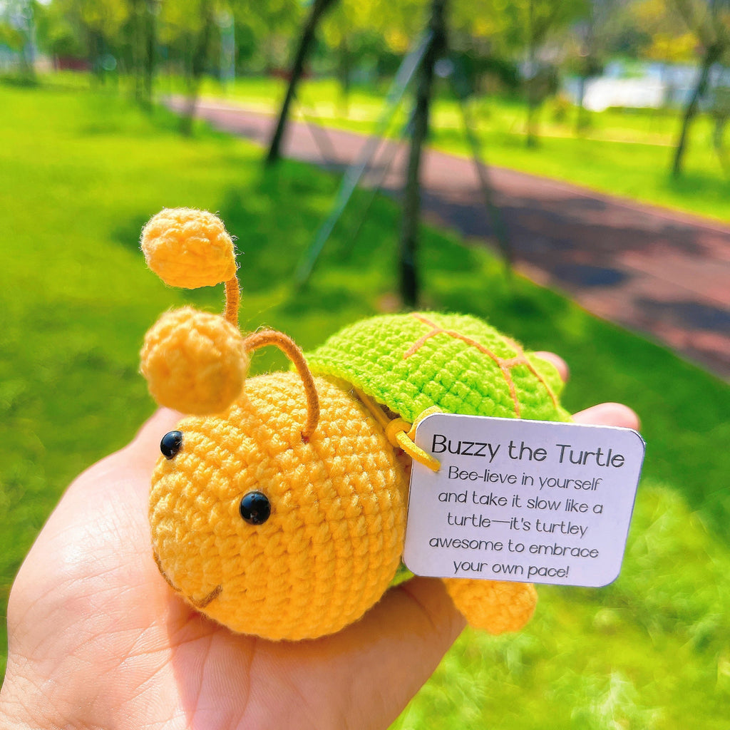 Buzzy the Turtle - Handmade Turtle Shell Buzzy Bee Decor - Motivational Gift for Best Friend, Inspirational Home Decor, Unique Nature Themed Present - The Bloom Crafter