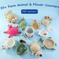 25+ Farm Animal Popping & Flower Coasters Crochet Bundle Pattern