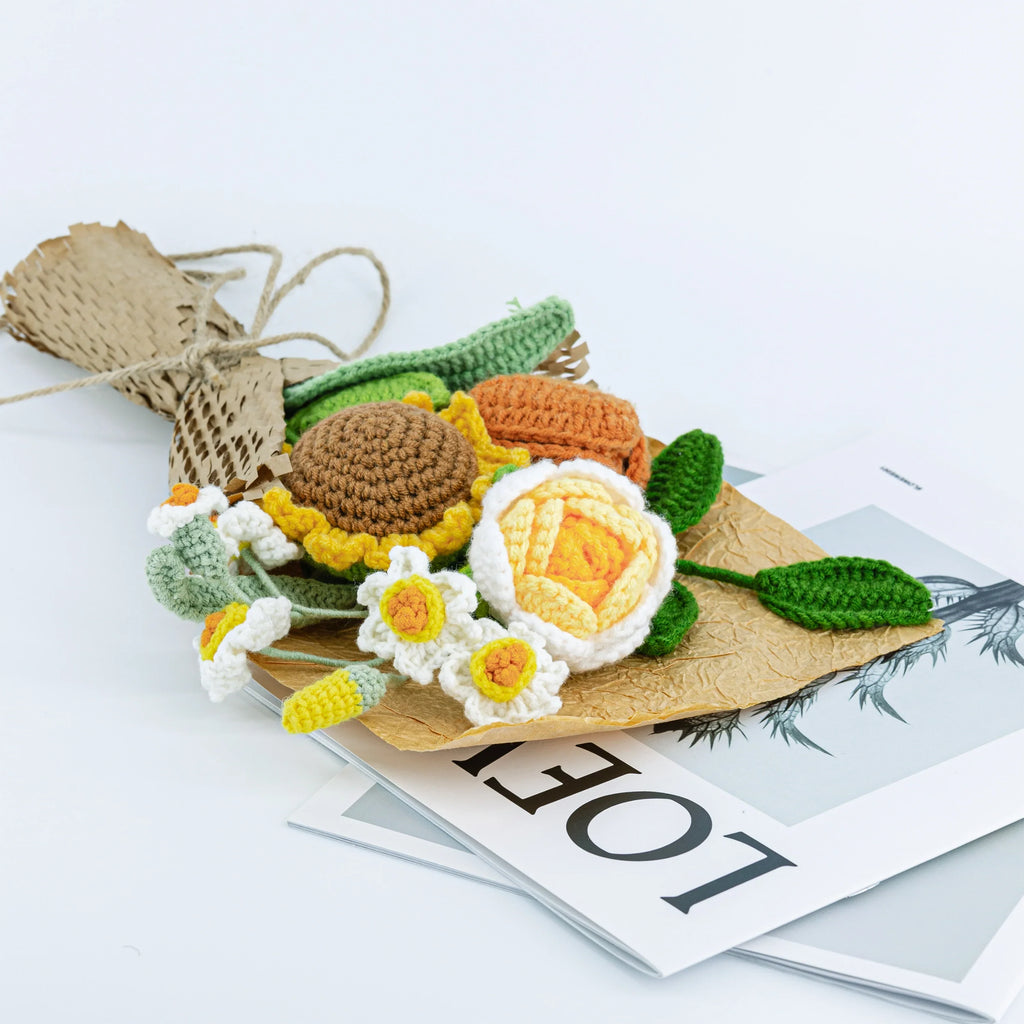 Crochet Sunflower Daffodil Rose Tulip Bouquet