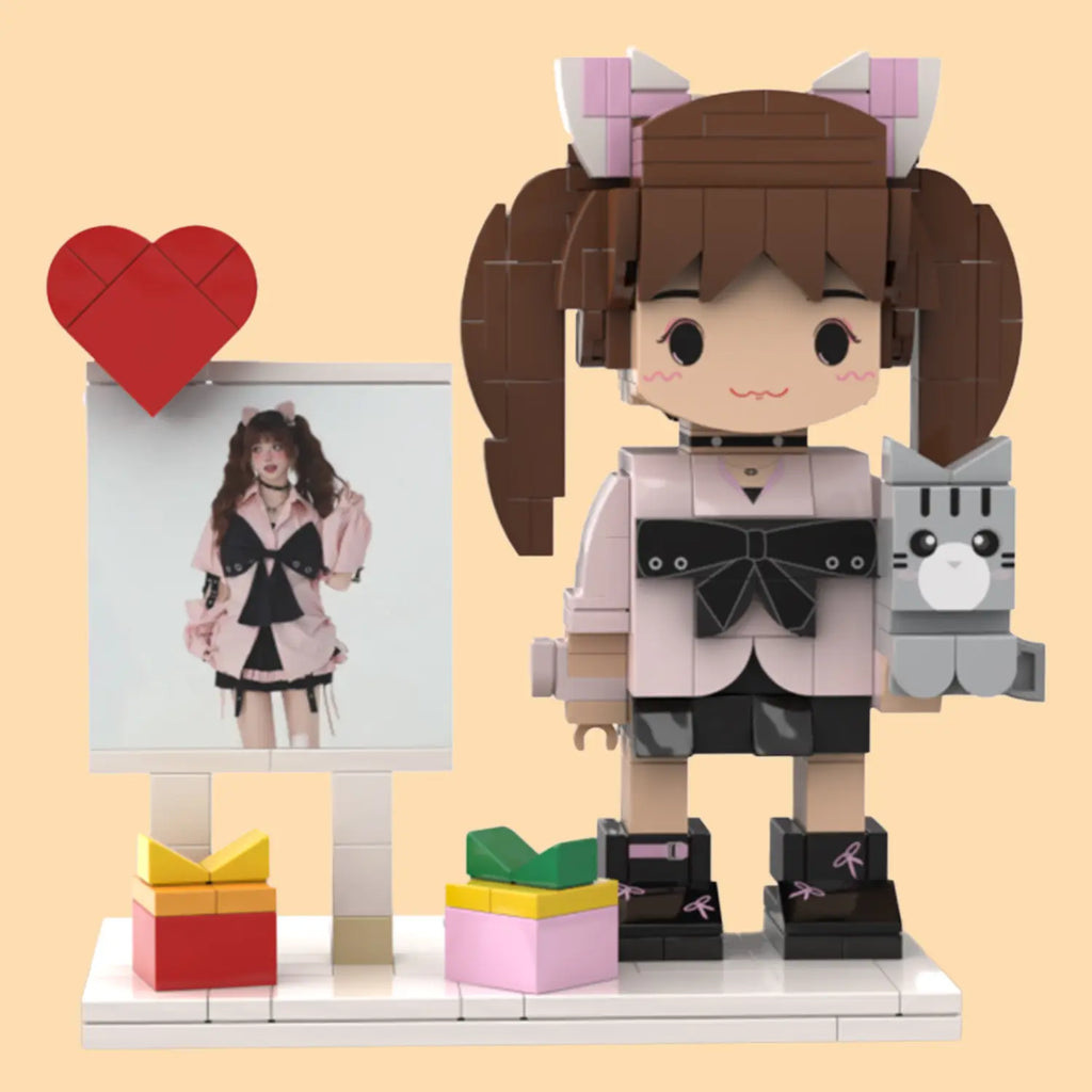 Custom Brick Figures from Your Photo - Heart Frame
