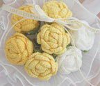 Round Crochet Yellow & White Rose Bouquet