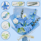 Crochet Big Lily Flower Bouquet-Blue