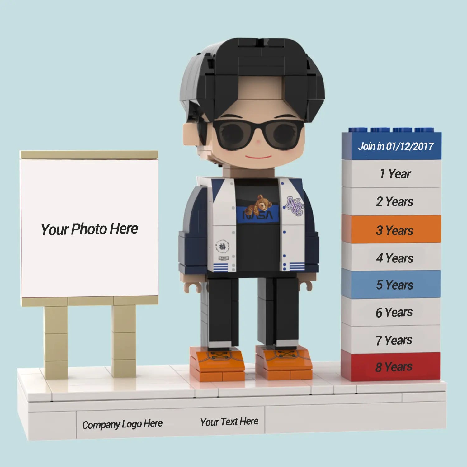 Custom Brick Figure For Work Anniversary  - Photo Frame
