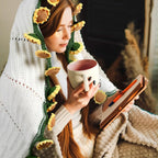 Cashmere Crochet Flower Bouquet Blanket-Sunflower
