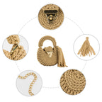 Crochet Round Crossbody Handbag-Beige