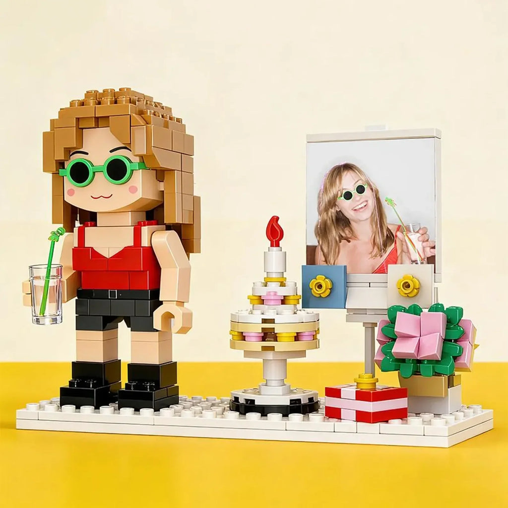 Custom Brick Figure from Your Photo For Birthday - Style D