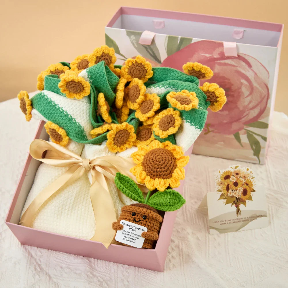 Cashmere Flower Blanket Gift Box Set - Sunflower