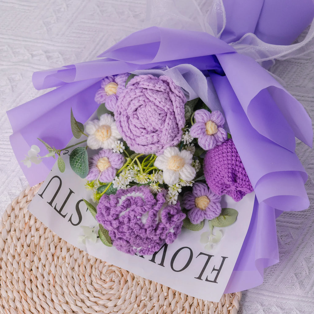 Crochet Rose Carnation Tulip Bouquet