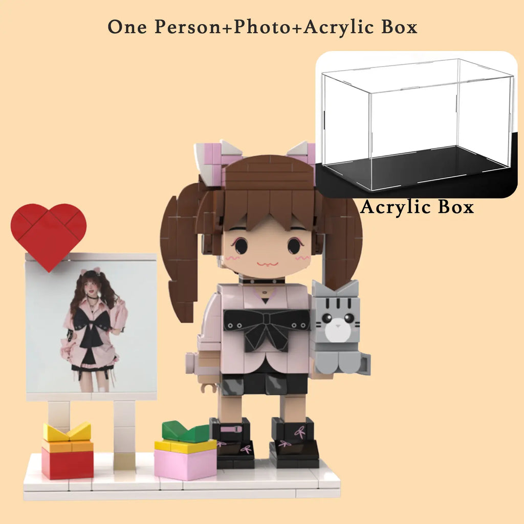 Custom Brick Figures from Your Photo - Heart Frame