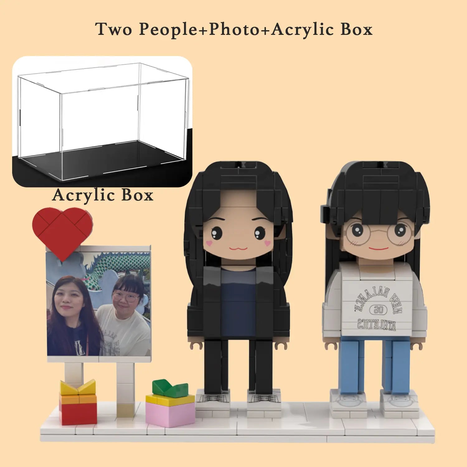 Custom Brick Figures from Your Photo - Heart Frame