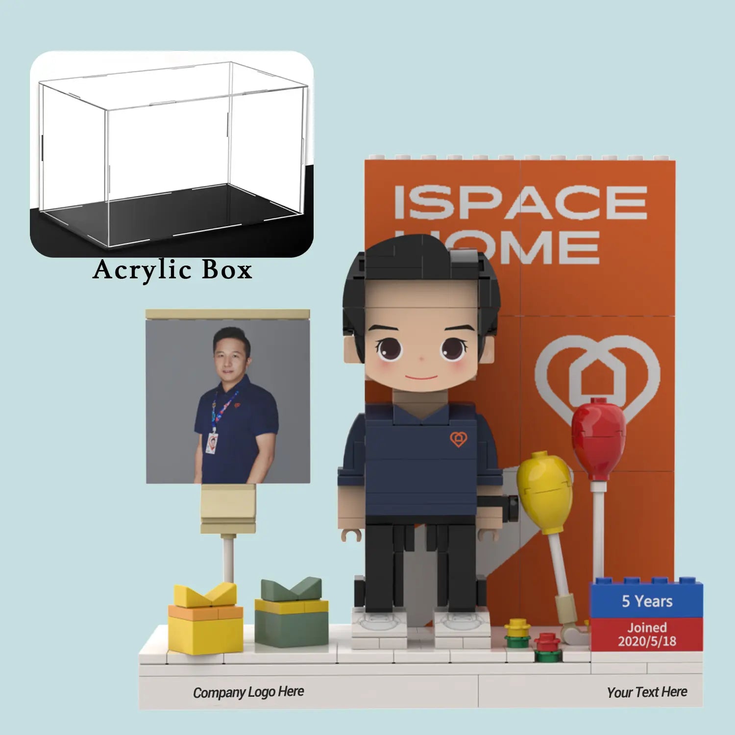 Custom Brick Figure For Work Anniversary  - Big Background