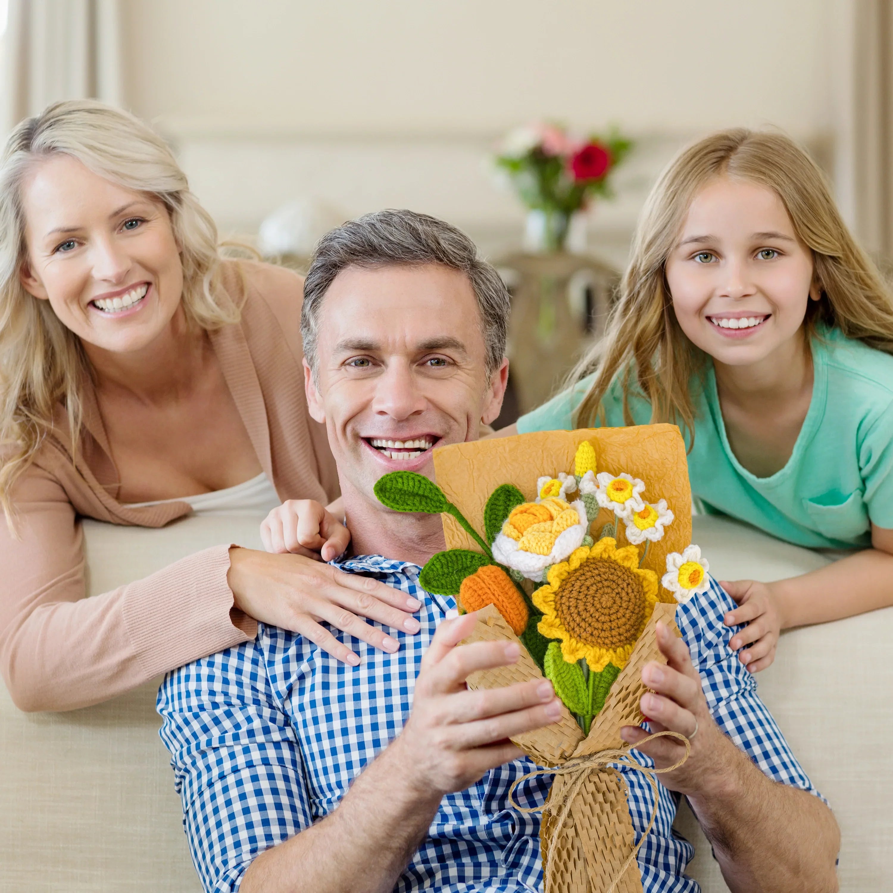 Crochet Sunflower Daffodil Rose Tulip Bouquet