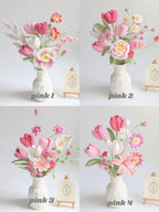 Pink Series Crochet Flower Bundle Set (No Vase)