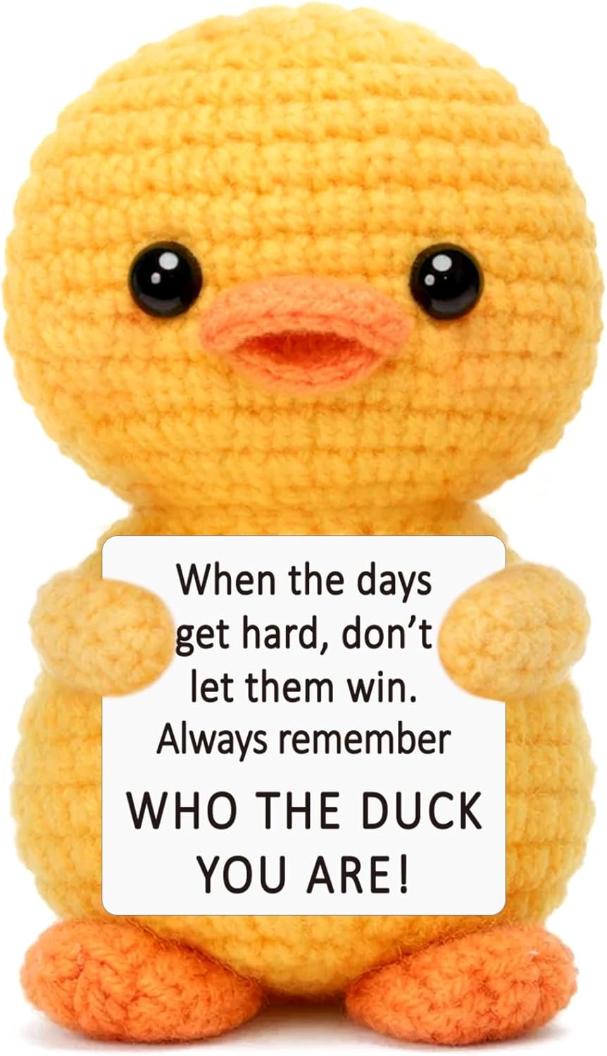 Eterfordista Mini Encouragement Gifts for Women Men Positive Support Handmade Crochet Duck Birthday Gift Ideas for Coworkers Friends Colleges Boss Work Besties Stress Relief Self Care Mental Health