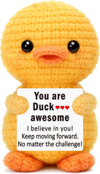 Eterfordista Mini Encouragement Gifts for Women Men Positive Support Handmade Crochet Duck Birthday Gift Ideas for Coworkers Friends Colleges Boss Work Besties Stress Relief Self Care Mental Health
