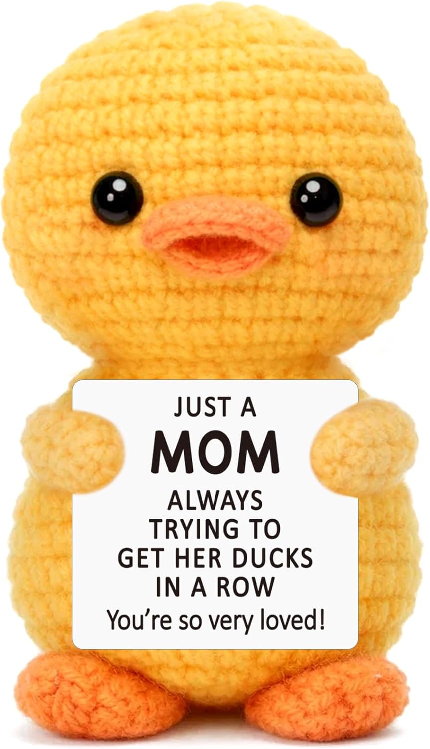 Eterfordista Mini Encouragement Gifts for Women Men Positive Support Handmade Crochet Duck Birthday Gift Ideas for Coworkers Friends Colleges Boss Work Besties Stress Relief Self Care Mental Health
