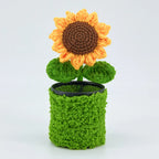 Crochet Sunflower Pen Holder-Green Pot