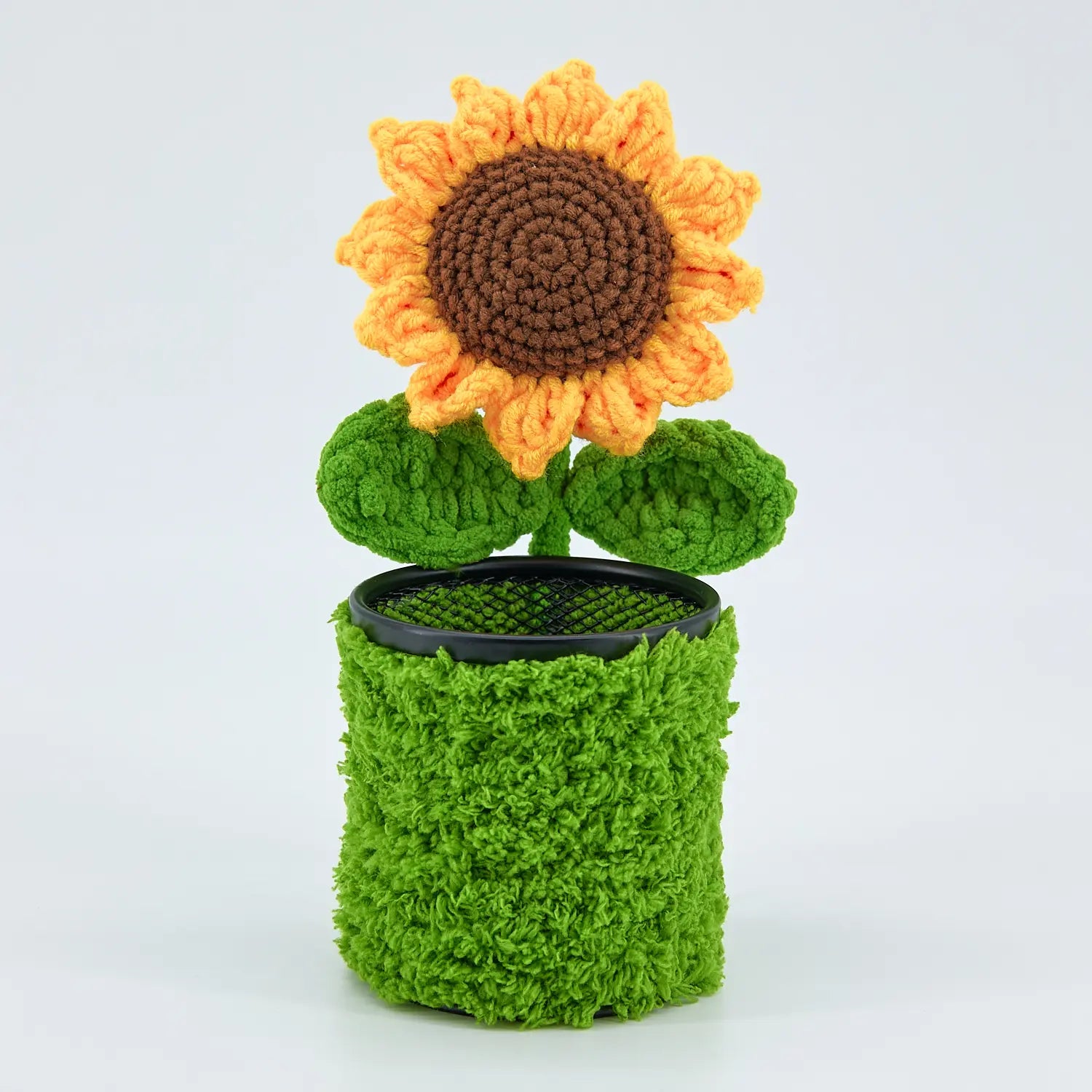 Crochet Sunflower Pen Holder-Green Pot