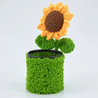 Crochet Sunflower Pen Holder-Green Pot