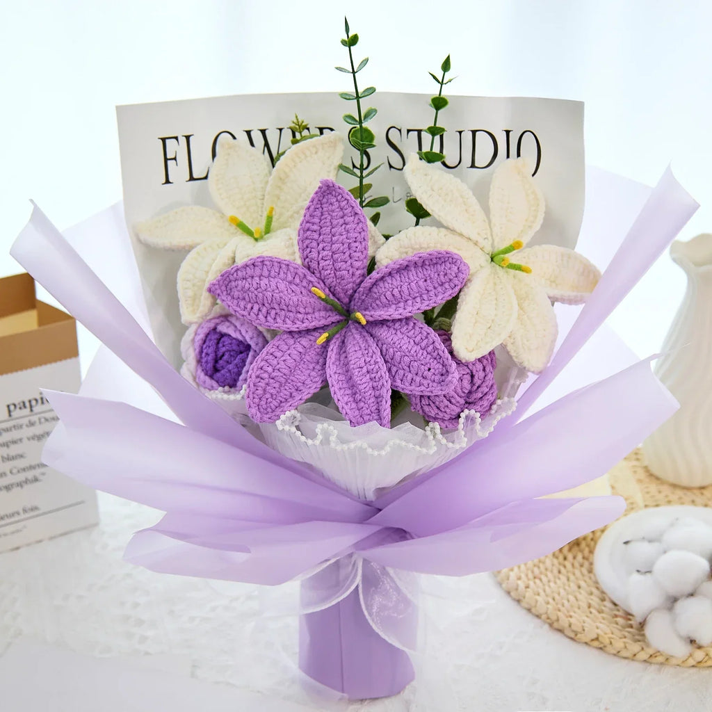Crochet Lily & Rose Bouquet