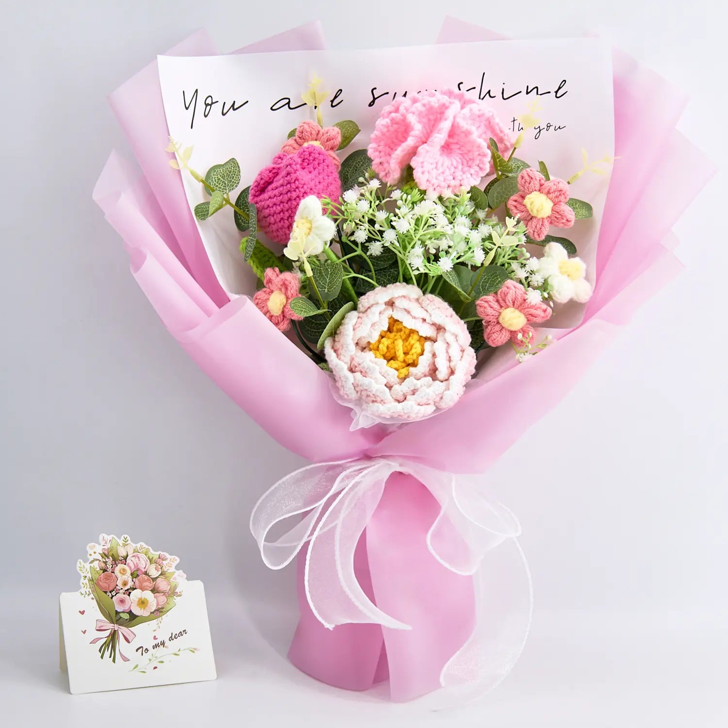Crochet Peony Carnation Tulip Bouquet