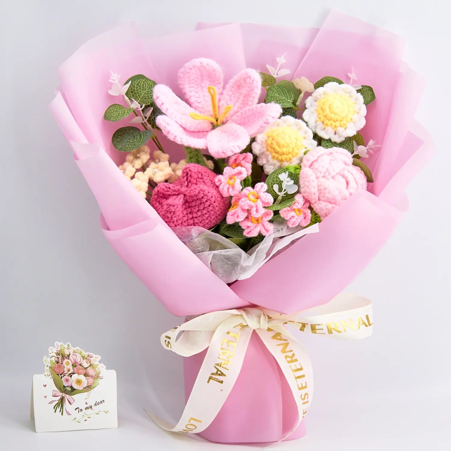 Crochet Rose Tulip Daisy Bouquet
