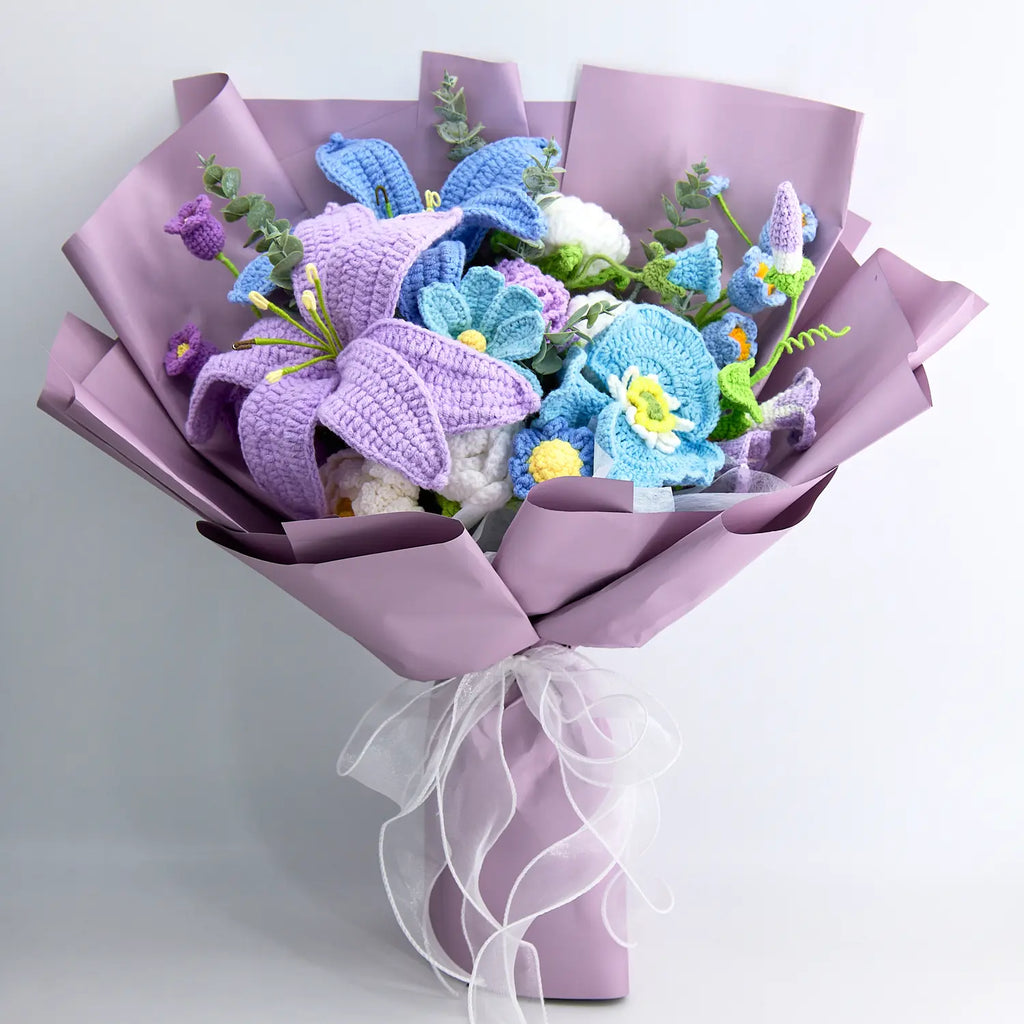 Big Mixed Purple Crochet Bouquet with Lily