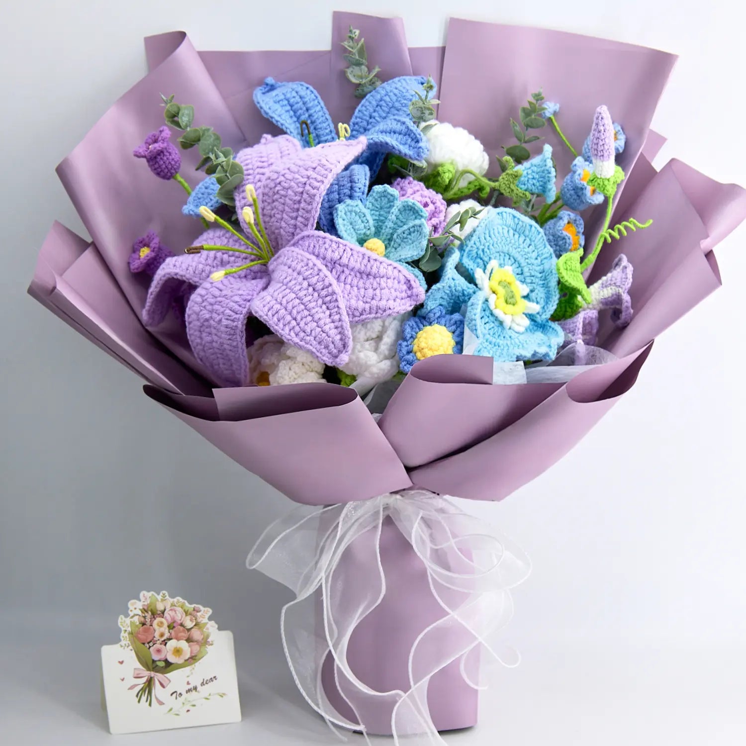 Big Mixed Purple Crochet Bouquet with Lily