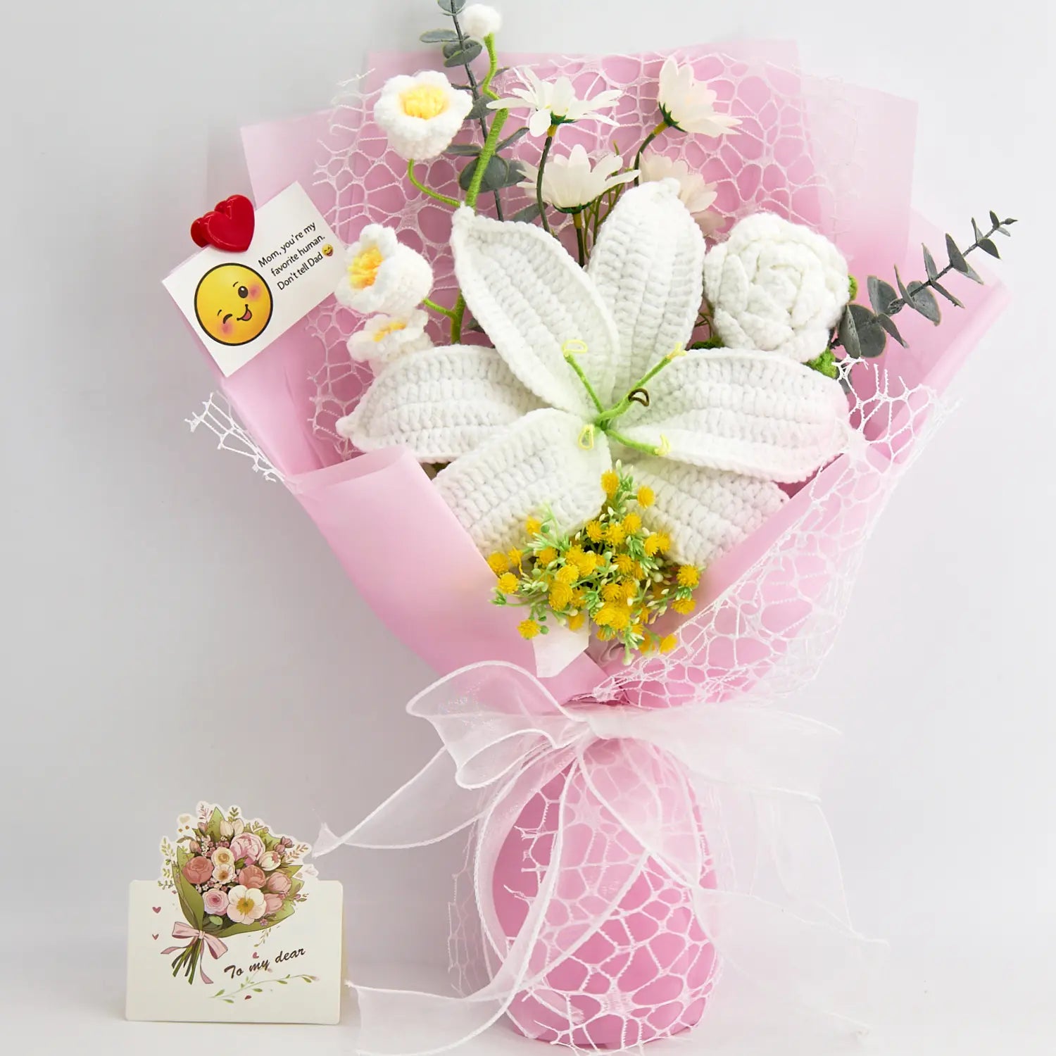 Crochet Big Lily Flower Bouquet-Pink