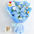 Crochet Big Lily Flower Bouquet-Blue