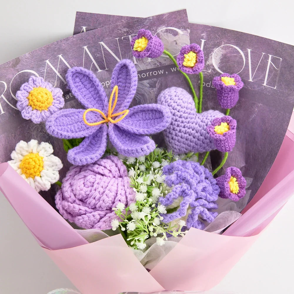Crochet Tulip Rose Carnation Daisy Bouquet