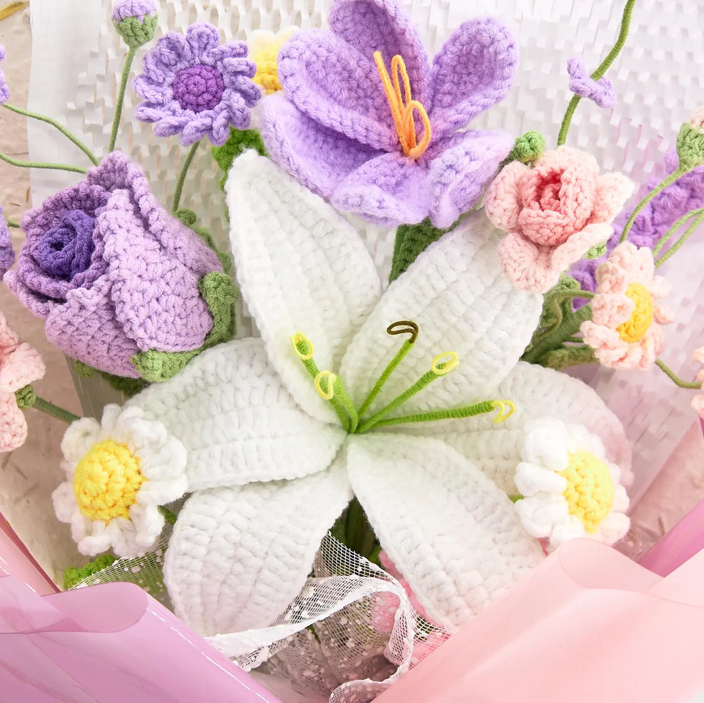 Crochet Lily Rose Tulip Daisy Bouquet