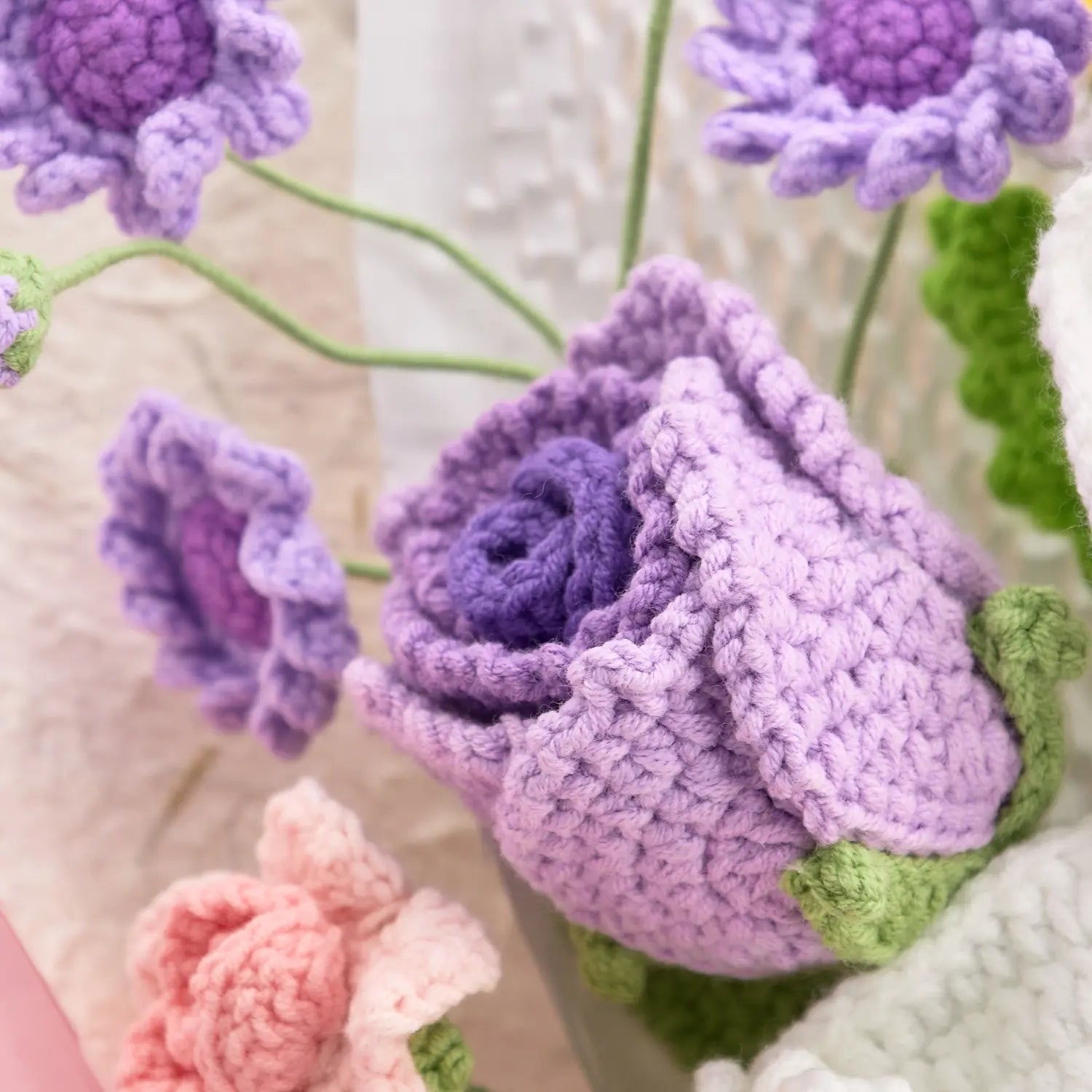 Crochet Lily Rose Tulip Daisy Bouquet