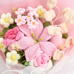 Crochet Pink Lily & Rose Bouquet