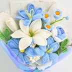 Crochet Blue & White Lily Bouquet