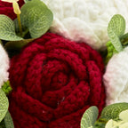 Round Crochet Red & White Rose Bouquet