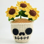 Skull Sunflower Pot with Spider