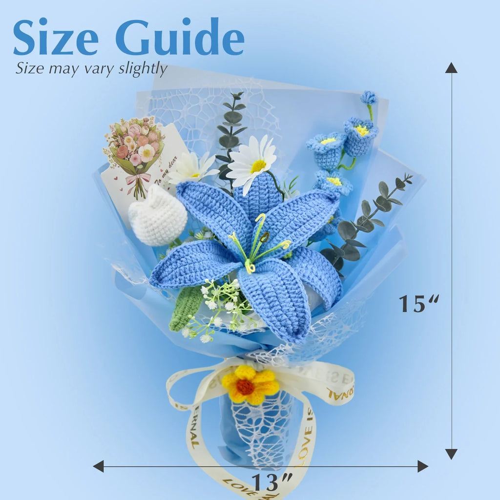 Crochet Big Lily Flower Bouquet-Blue
