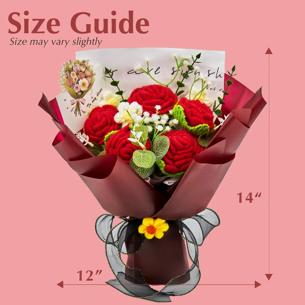 Crochet Pure Red Rose Bouquet