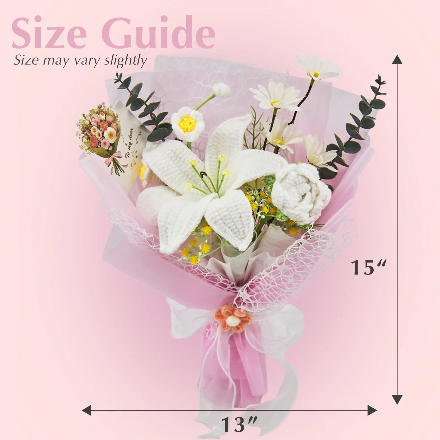 Crochet Big Lily Flower Bouquet-Pink