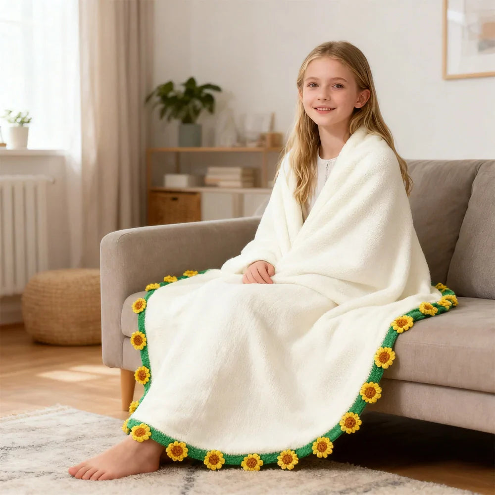 Cashmere Flower Blanket Gift Box Set - Sunflower